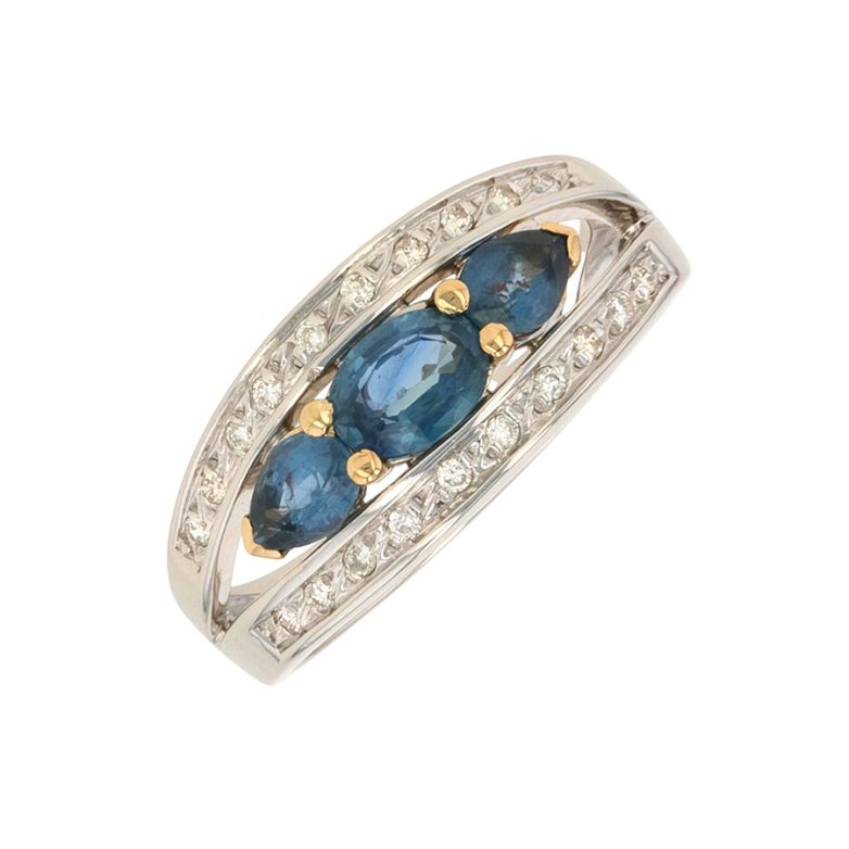 Bague saphirs 1.86 carat et diamants 0.20 carat 2 ors 8.62g Comme neuf -  reconditionné disponible sur Gemme Les Bijoux